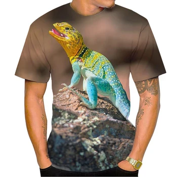 Новинка 2023 года, горячая распродажа, футболка с 3D изображением ящерицы, модный цветной дизайн с животным принтом, персонализированный уличный дышащий топ в стиле харадзюку