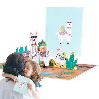 3D Поздравительная открытка из альпаки, Всплывающие поздравительные открытки с милым животным, Забавные креативные бумажные праздничные открытки на годовщину Рождества, Спасибо Вам.