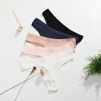Сексуальные женские брюки-стринги из чистого хлопка со средней и низкой талией, удобные, дышащие и простого дизайна