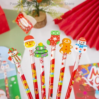 Креативный Рождественский чулок с Санта-Клаусом и Снеговиком из мультфильма, 3 предмета, письменные принадлежности, подарочные карандаши для школьников из мультфильма
