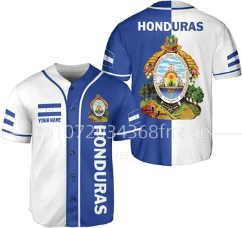 Мужская бейсбольная рубашка с флагом Гондураса, бейсбольная майка с вашим именем, мужская рубашка с 3D-принтом, повседневные рубашки, топы в стиле хип-хоп