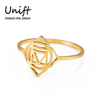 Корневое кольцо Unift Геометрические Кольца для индуистской Чакры из нержавеющей стали для женщин, Религиозная Винтажная Мандала, Вдохновляющий на Йогу Ювелирный Амулет