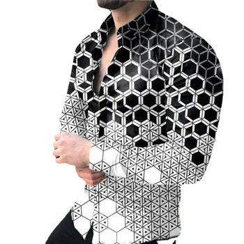 Модная мужская рубашка с длинными рукавами трендовый дизайн Звездное небо Роскошные рубашки Мужская социальная уличная повседневная рубашка 2023 года с лацканами Мужская одежда