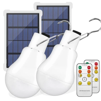 Портативные солнечные лампочки с дистанционным таймером, подходящие для навеса, походной палатки, кемпинга, 2 комплекта