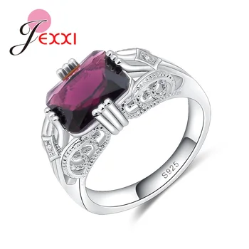 Красивое кольцо из стерлингового серебра 925 пробы с прозрачным фиолетовым цирконом, женское кольцо на палец, Новый дизайн Украшений для свадьбы.