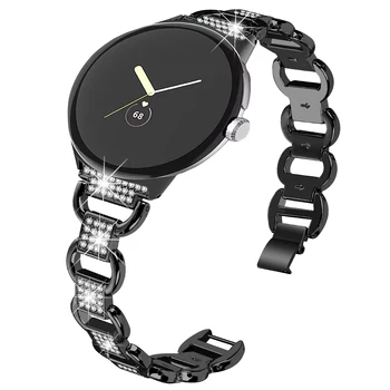 Бриллиантовый ремешок из нержавеющей стали для Google Pixel Watch, металлический ремешок овальной формы, мужской женский браслет с побрякушками для ремешков Pixel watch