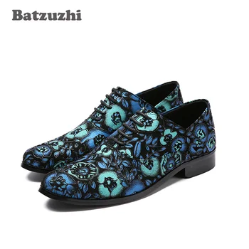 Batzuzhi/ синие замшевые мужские туфли для свадьбы и вечеринки; лоферы; мужские модельные туфли; мужские повседневные ботинки на плоской подошве со шнуровкой. EU38-46