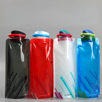 Портативная складная спортивная Бутылка для воды Велоспорт Скалолазание Кемпинг Стакан для воды Полиэтиленовый пакет для воды 700 мл Сумка для хранения