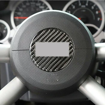 Украшение центральной крышки рулевого колеса автомобиля из углеродного волокна черного цвета для Jeep Wrangler JK 2007-2010, наклейки для отделки салона автомобиля, Запчасти