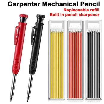 Твердый механический карандаш Carpenter 2,8 мм с точилкой для деревообработки, плотницкий карандаш с длинной головкой, канцелярские принадлежности для офиса