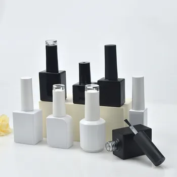 30шт по 5-15 мл пустой белый / черный флакон для лака для ногтей с кисточкой, флакон для клея для лака, стеклянные флаконы для масла для ногтей