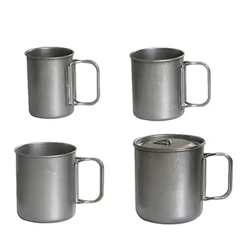 Кружка из титана с имитацией 200 мл/300 мл /400 мл/500 м, Походная чашка для чая и кофе с крышкой и складной ручкой, легкая посуда для напитков на открытом воздухе