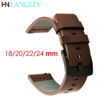 18 мм 20 мм 22 мм 24 мм Ремешок из натуральной Кожи для Samsung Galaxy Watch 42 46 мм Gear S3 для Huawei Watch Band Быстроразъемный Браслет