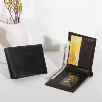Мужские кошельки из искусственной кожи, короткий кошелек в простом стиле, деловые держатели кредитных карт, высококачественный мужской однотонный кошелек большой емкости