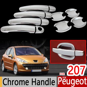 для Peugeot 207 Аксессуары Хромированный стиль Дверные Ручки Крышки 207cc 207sw Универсал Наклейка Наружное Украшение Стайлинг автомобиля 2006