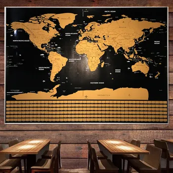 Персонализированный настенный плакат с вырезанными картами - подробные географические скретч-карты с вашими собственными воспоминаниями и заметками о путешествиях