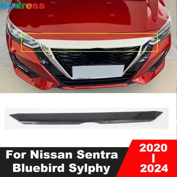 Для Nissan Sentra Bluebird Sylphy 2020-2023 2024 Карбоновый Передний капот автомобиля Отделка крышки двигателя Верхняя Решетка решетки Аксессуары