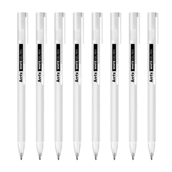 Белые гелевые ручки Arrtx 8 шт., ручки с непрозрачными гелевыми чернилами 1,0 мм Bold Point, ручки с белыми чернилами большой емкости для черной бумаги