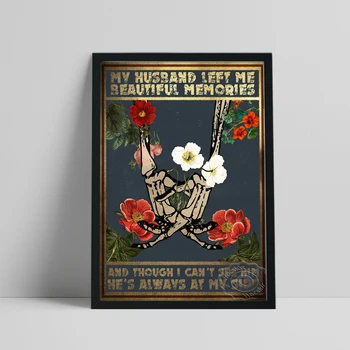 Плакат с прекрасными воспоминаниями о паре, настенный декор со скелетом в виде цветочного листа, забавные принты на холсте в день Святого Валентина, подарок на годовщину