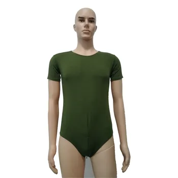 Армейский зеленый цвет, мужская балетная танцевальная одежда, боди без рукавов, колготки, комбинезон из спандекса с застежкой-молнией в промежности