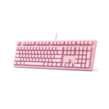 Механическая клавиатура для игрового офиса розового цвета с подсветкой зеленого цвета Axis Magic