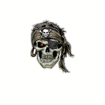 Наклейка на автомобильные аксессуары 1шт. Наклейка со страшным скелетом-пиратом для байкерского шлема, мотоциклетной наклейки, ноутбука, велосипеда, скейтбординга