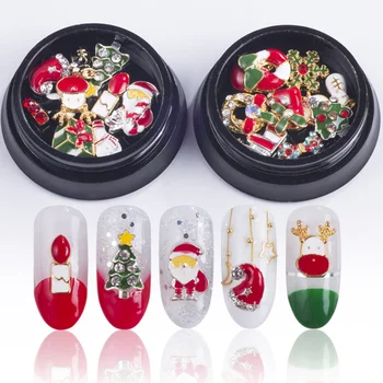 20шт Рождественские Наклейки Для Ногтей, 3D Наклейки Для Ногтей, самоклеящиеся Наклейки для Маникюра с Оленями Санта-Клауса, Снеговиком и Снежинкой для