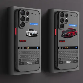 Матовый Чехол для телефона Samsung S23 S22 Ultra S21 S20 FE S10 S9 Plus Note 20 Ultra 10 9 Lite с Прозрачным Рисунком клавиатуры Audi-Chat