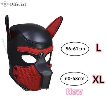 XL Новый увеличенный щенок большого размера для косплея, неопреновый фетишистский капюшон, маска для собак, секс-игрушки со съемным носом для пар, БДСМ-бондаж