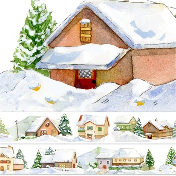 Новый зимний пейзаж, Снежный дом, Васи-лента, журнал для девочек, прекрасная декоративная наклейка