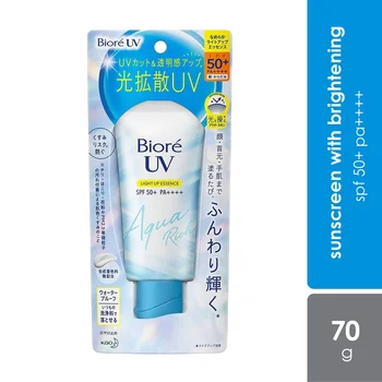 Biore UV Light Up Essence Солнцезащитный Крем 70 г SPF50 + PA ++++ Солнцезащитный Крем для лица и тела Aqua Rich, Защищающий От Пота, Увлажняющий Крем Перед макияжем