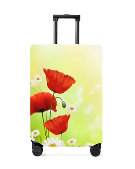 Чехол для багажа Poppy Flower Daisy Эластичный чехол для багажа 18-32 дюймов, чехол для чемодана, пылезащитный чехол, аксессуары для путешествий.