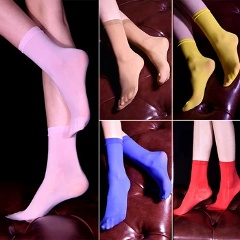 Короткие носки с масляным блеском, нейлоновые носки до щиколоток, глянцевые чулки для ног, удобные дышащие эластичные носки для икр