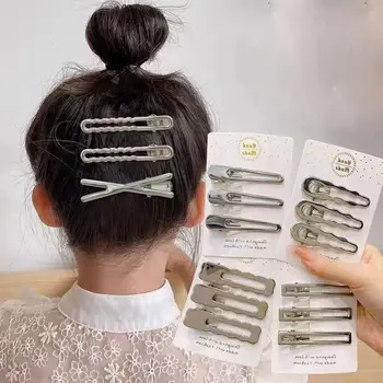 3шт Корейских металлических заколок с геометрическим рисунком, полая шпилька, зажим в виде Утконоса, Инструменты для укладки волос, аксессуары для волос для девочек