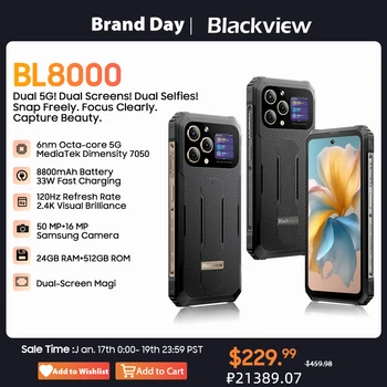 [Мировая премьера] Прочный смартфон Blackview BL8000 5G с 6,78-дюймовым дисплеем 2.4K FHD + 120 Гц, мобильный телефон MTK 24 ГБ 512 ГБ 50 МП