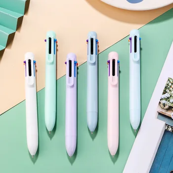 12ШТ Шариковая ручка Macaron 6 цветов 0,5 мм, одноцветная ручка, многоцветная масляная ручка для студентов, ручка для блокнота цвета сердца для девочек