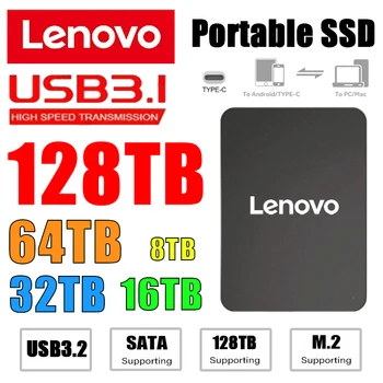 Lenovo 1 ТБ Внешний Жесткий Диск Портативный SSD-Накопитель 2 ТБ Внешний Твердотельный Накопитель USB 3.1 Жесткий Диск Высокоскоростное Хранилище Для ПК/ Mac/ Телефона