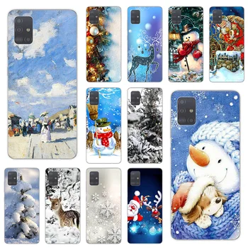 Мягкий чехол для телефона Samsung Galaxy A52 A72 A51 A50 A70 A71 A21S A22 A42 A31 A40 A41 A11 A12 A32 A20, Рождественский чехол со Снеговиком