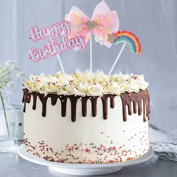 Бантик, Двухслойный Прозрачный топпер для торта, украшение для Дня рождения, Детский топпер для торта для душа, принадлежности для вечеринки по случаю Дня рождения