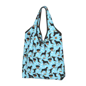Многоразовая хозяйственная сумка для собак породы ротвейлер, женская сумка-тоут, портативные сумки для покупок для животных