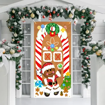 Рождественский Баннер Флаг Крыльцо Дверь Подвесной Декор Санта Клаус Пряничный Фон Подвесная Ткань Navidad Новогодний Декор 2024