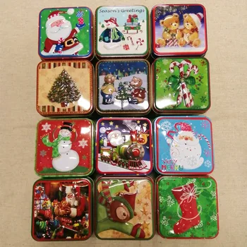 Набор из 4ШТ рождественских банок для конфет, мини-рождественские жестяные коробки, Металлические банки для хранения, Рождественская подарочная коробка, серьги для монет, Упаковка наушников