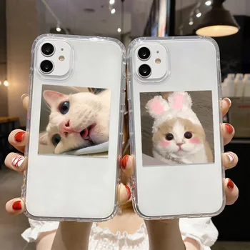 Прозрачные Мягкие Чехлы Для телефонов из ТПУ Для iPhone 13 Pro Case iPhone 11 15 12 14 X XR XS Max 6 7 8 Plus SE 2022 2020 Cover Cute Cat Fundas