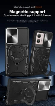 Противоударный Бронированный Чехол для Motorola MOTO G53 G73 5G G23 G13 Скользящее Кольцо Для Защиты Объектива Камеры Чехол для Телефона MOTO E13 4G