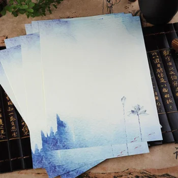 8 шт. /компл. Бумага для конвертов в винтажном традиционном китайском стиле с росписью, бумага для писем в стиле ретро с цветочным рисунком для персонала, детская бумага для конвертов