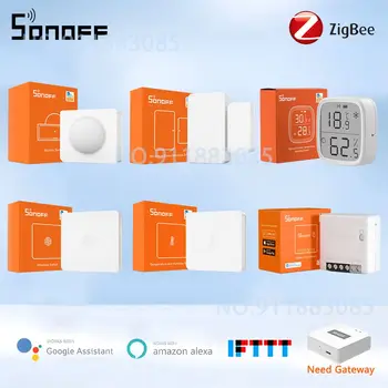 SONOFF Zigbee Датчик двери, окна, мини-переключатель, дистанционное управление, датчик температуры и влажности, беспроводной переключатель для Alexa Google Home