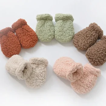Шерстяные перчатки для младенцев, мальчиков и девочек, европейский стиль, однотонные перчатки серии Осень-зима, шерстяные детские перчатки