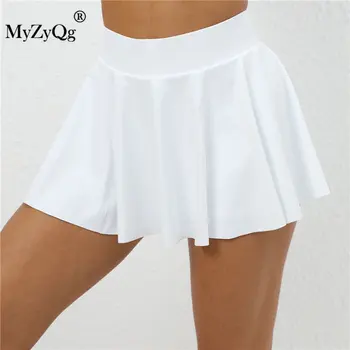 MyZyQg Женская теннисная юбка с карманом для занятий йогой, фитнесом, Быстросохнущим бегом, Тренажерным залом, Летними брюками для бадминтона