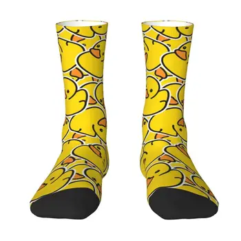 Крутые желтые классические носки с резиновой уткой в готическом стиле для мужчин и женщин, теплые футбольные спортивные носки с 3D принтом