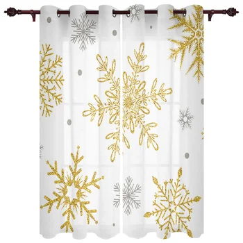 Рождественские шторы с текстурой золотой снежинки для гостиной, роскошные Современные шторы для спальни, шторы для кофейной столовой